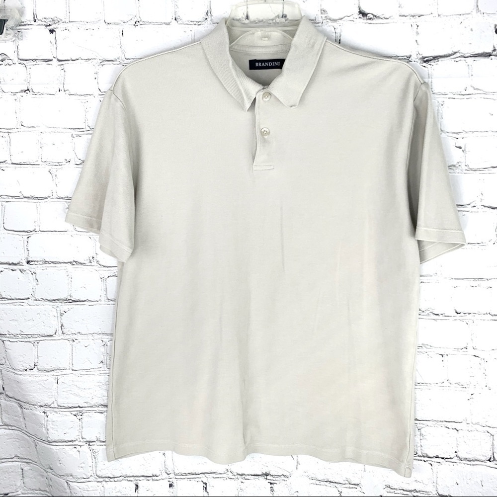 Euc-brandini Beige/Cream Silk/Cotton Blend, Super Soft,  Short Sleeve Polo Shirt